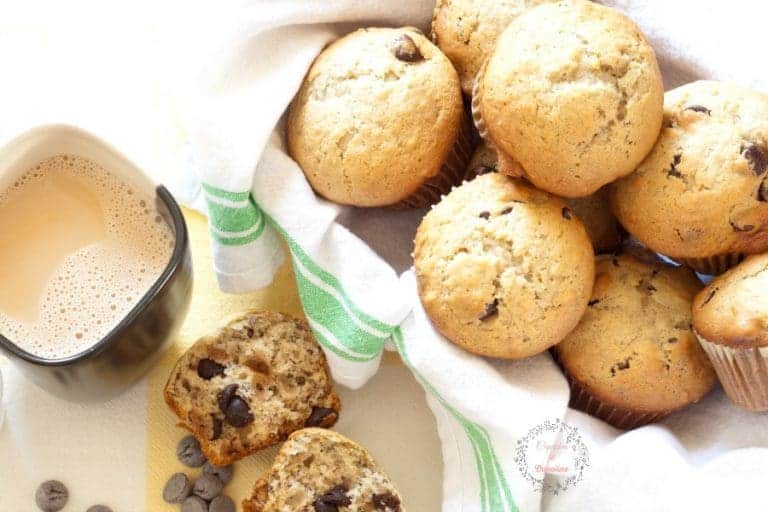 Coffee Chocolate Chip Banana Muffins from cupcakesandcrinoline.com