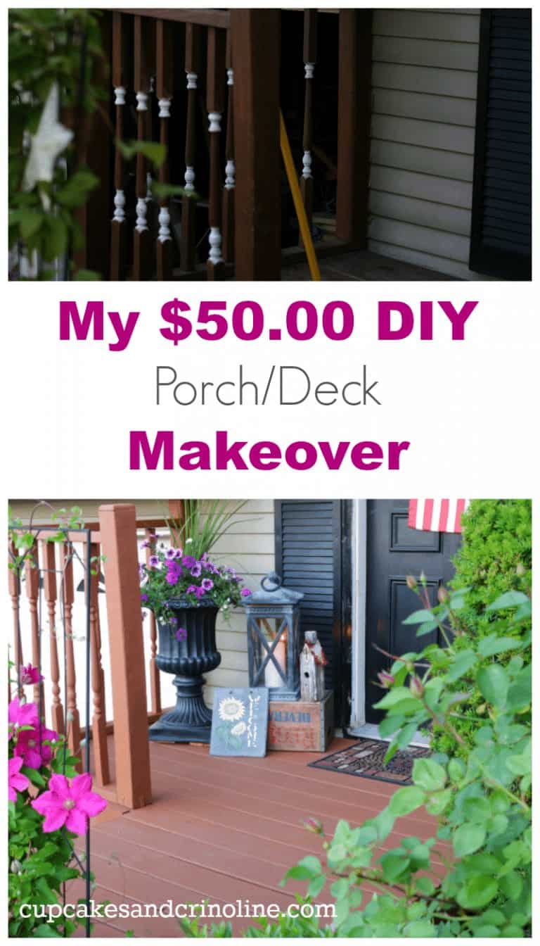 My $50.00 DIY porch deck makeover ~ the right way to do it ~ a lesson learned! at cupcakesandcrinoline.com