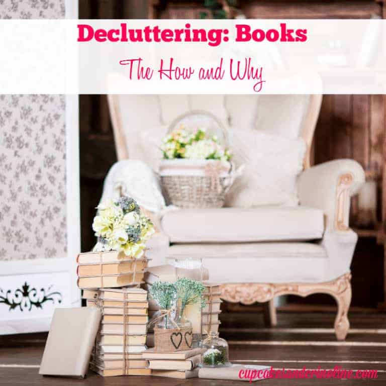 Decluttering Books-the how and why on a journey to a tidy home and sparking joy at cupcakesandcrinoline.com