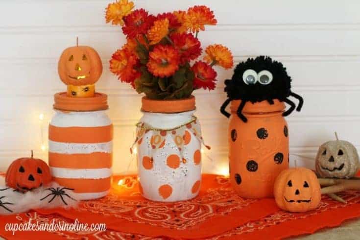 Polka Dot and Striped Halloween Mason Jars