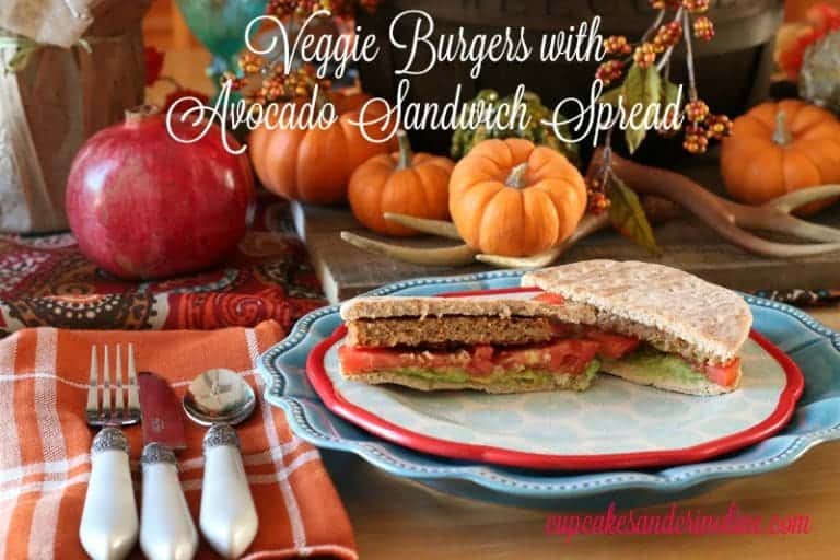 Veggie Burgers with Avocado Sandwich Spread from cupcakesandcrinoline.com