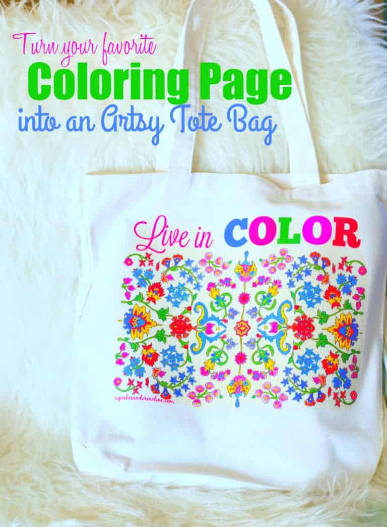 Turn your favorite coloring page into an artsy tote bag