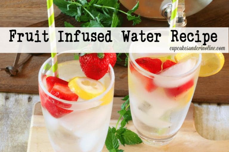 Fruit infused water recipe - glasses filled with straws and strawberry garnish at cupcakesandcrinoline.com