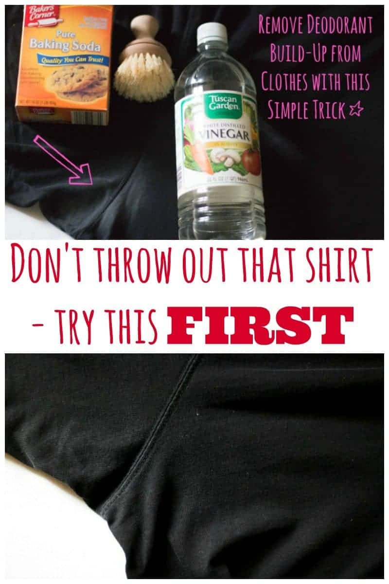 Before you throw out that shirt try this simple laundry hack to remove white and crusted underarm deodorant buildup easily.