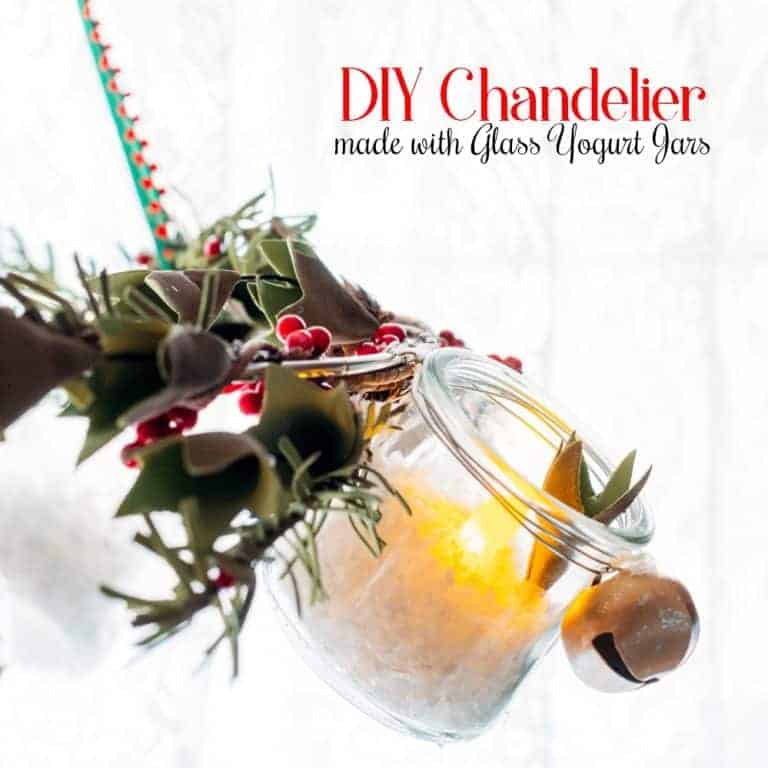 DIY Chandelier Made with Glass Oui Yogurt Jars