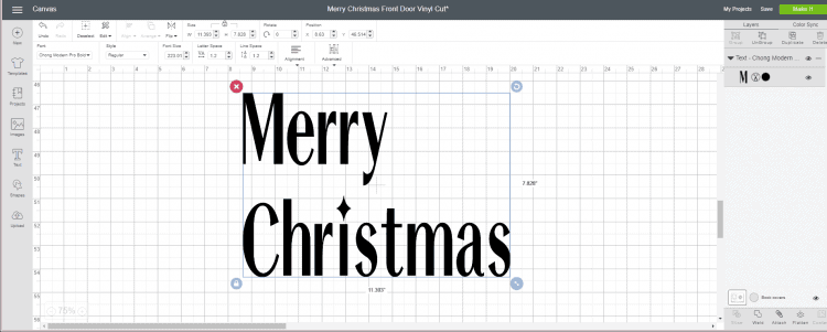 Merry Christmas Holiday Greeting on Front Door made with Cricut 
