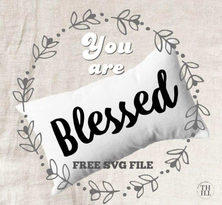 white pillow with the word BLESSED ironed on - so pretty! Blessed SVG file