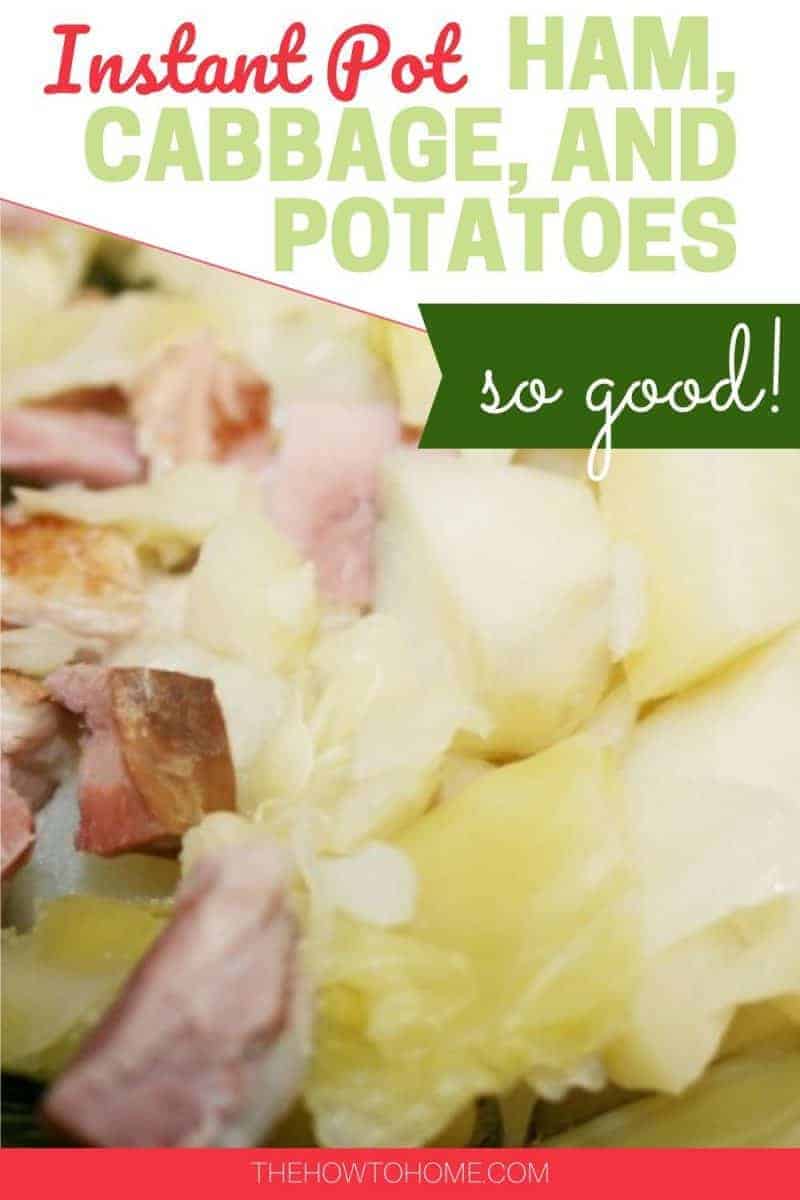 ham and cabbage with potatoes in green serving bowl