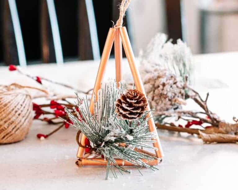 Copper Geometric Christmas Ornament