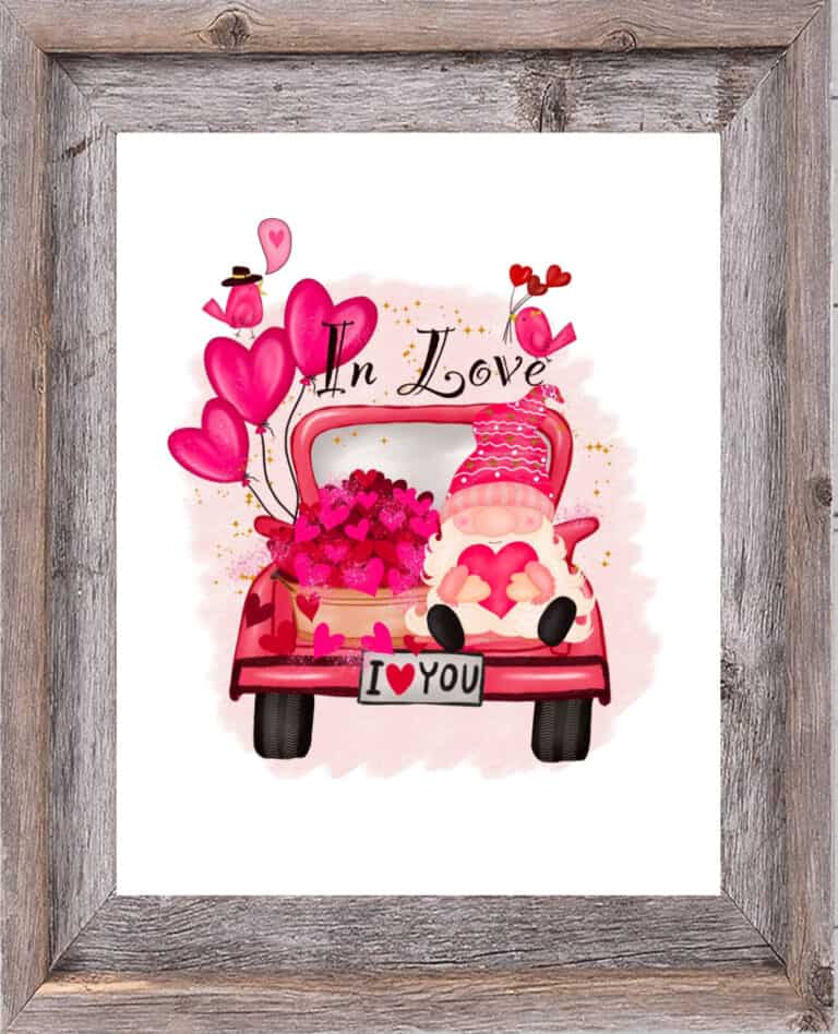 Darling Pink Vintage Truck Valentine's Day Printable