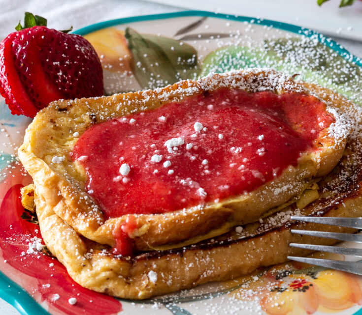 Golden French Toast with a Fresh and Delicious Strawberry Puree Syrup The HowTo Home