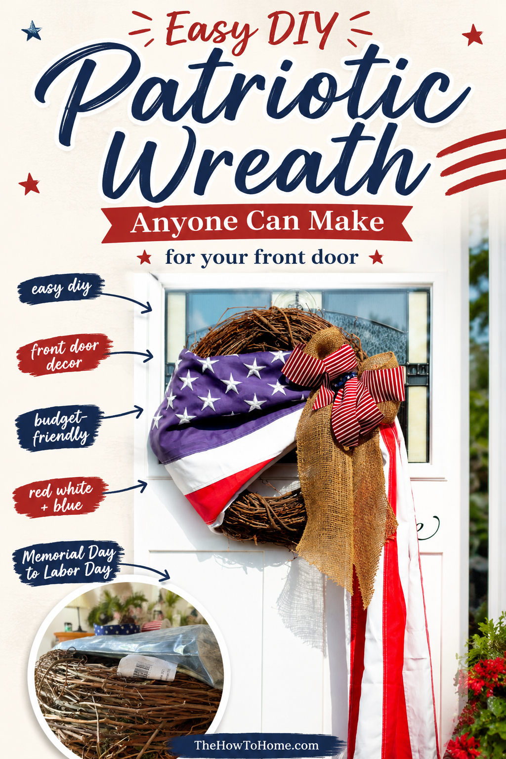 Easy DIY patriotic wreath front door