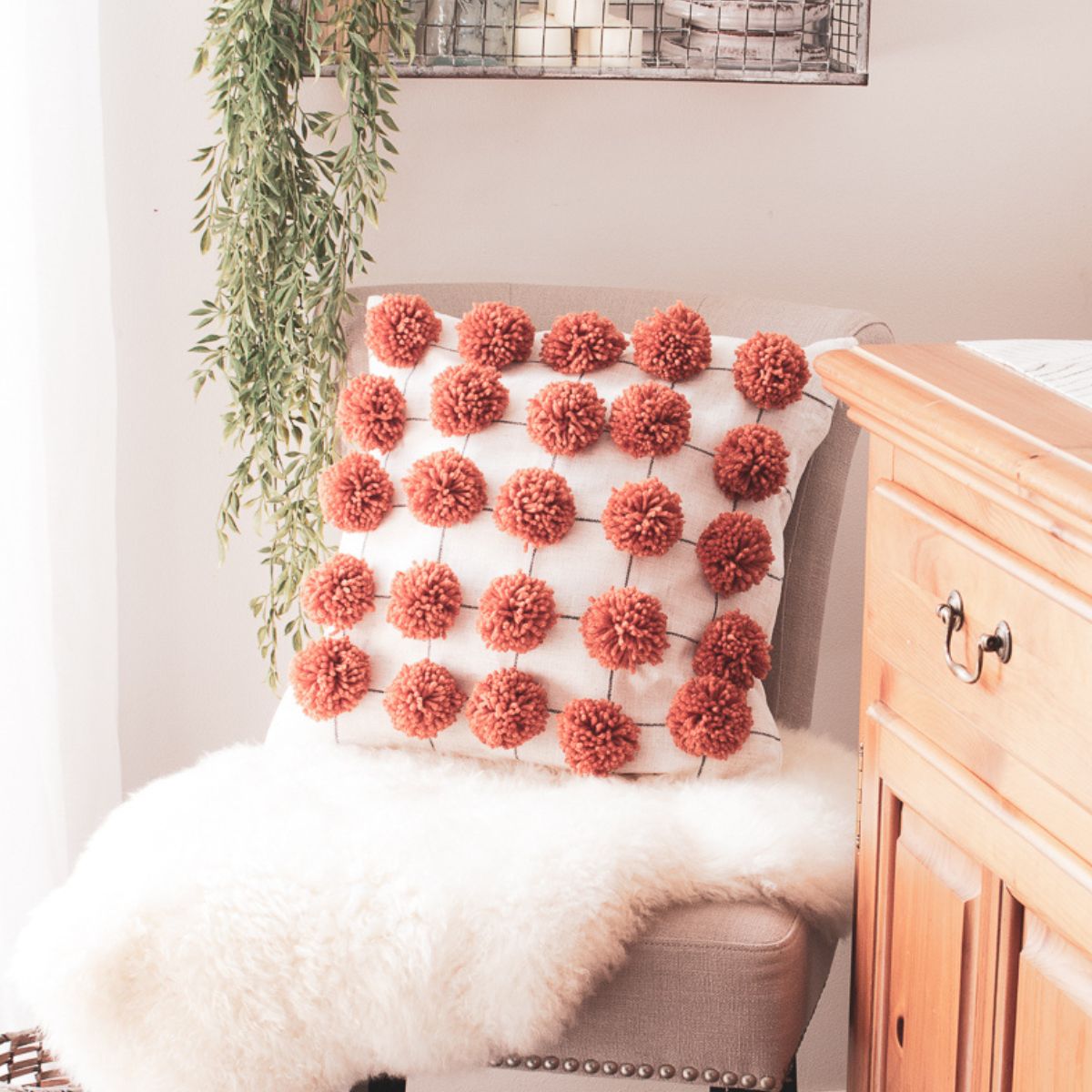 Pink pom pom clearance pillow