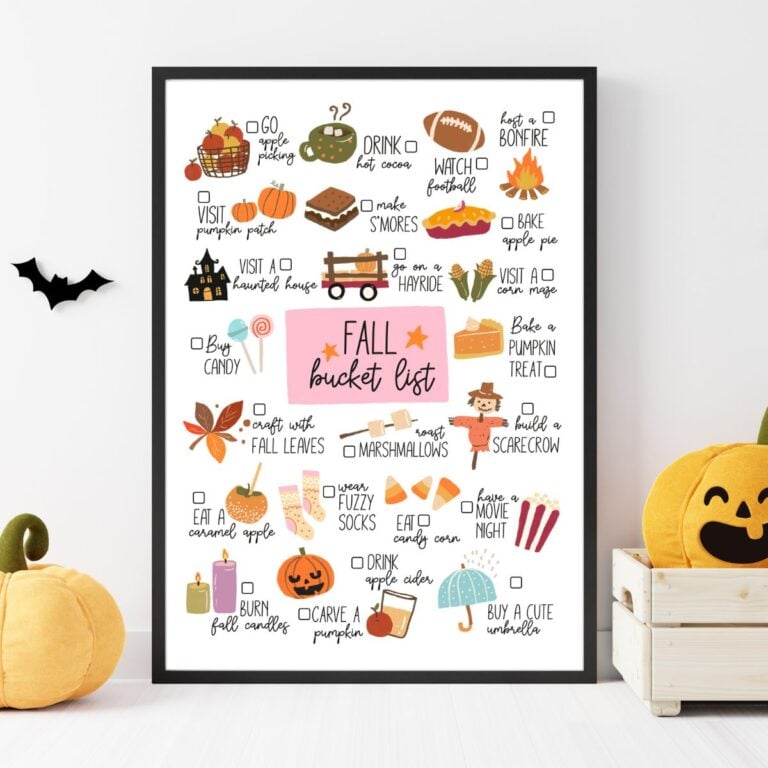 Framed Cute Fall Bucket List Printable