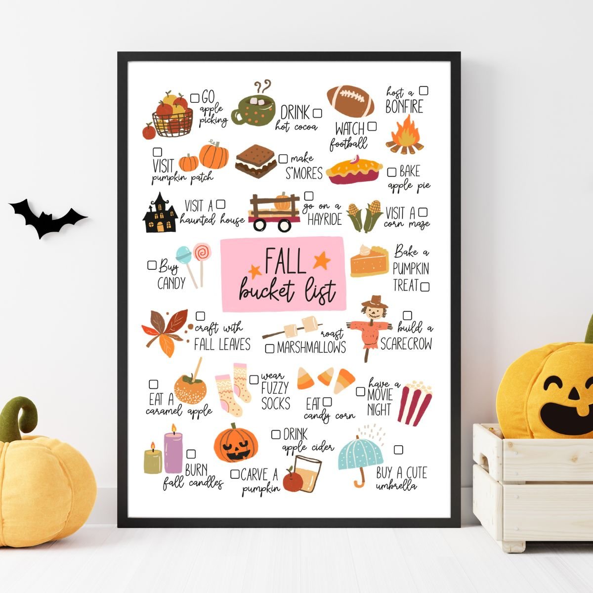 Printable Fall Autumn Bucket List Planner Stickers for Planner Decorat –  The Paper Hen