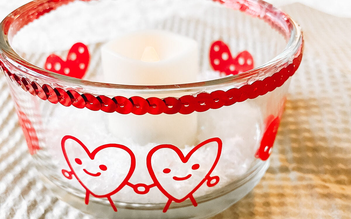 Cricut Valentine's Day project idea: a personalized beer can glass cup, Cricut