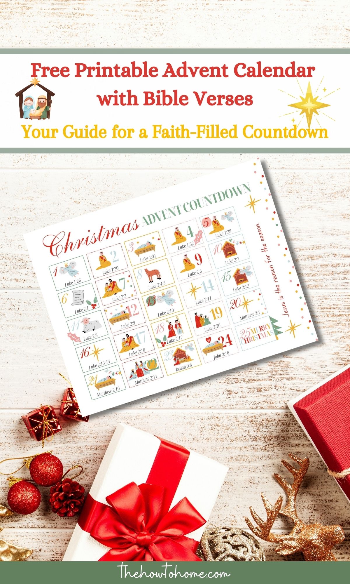 Free Printable Advent Calendar with Bible Verses - The How-To Home