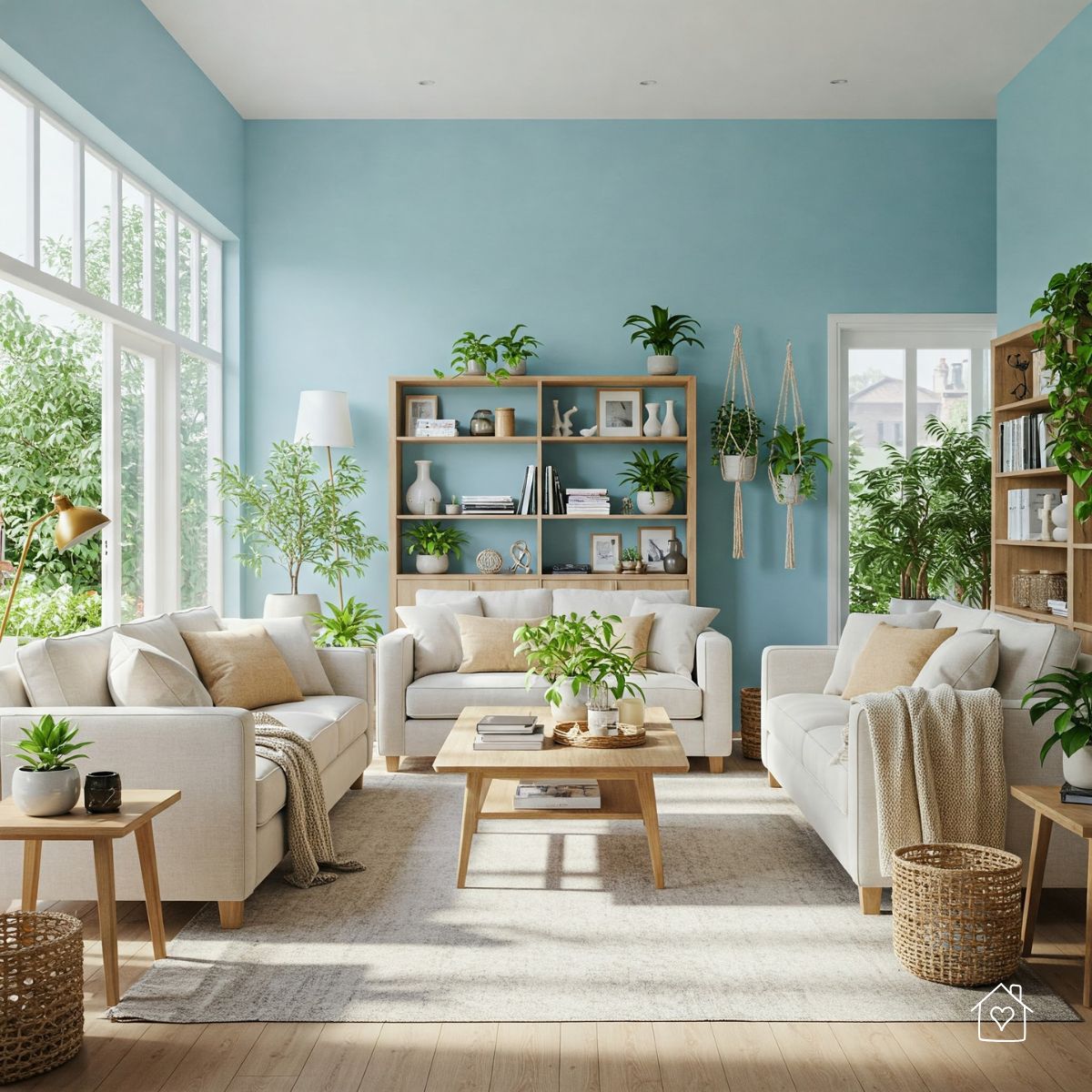 Freshly decluttered living room with natural light, cozy neutral furniture, and indoor plants.
