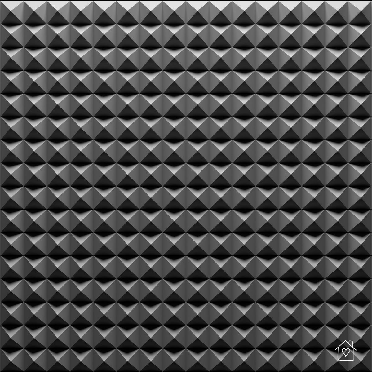 Close-up of pyramid acoustic foam tiles used to reduce echo and improve sound in a home office.