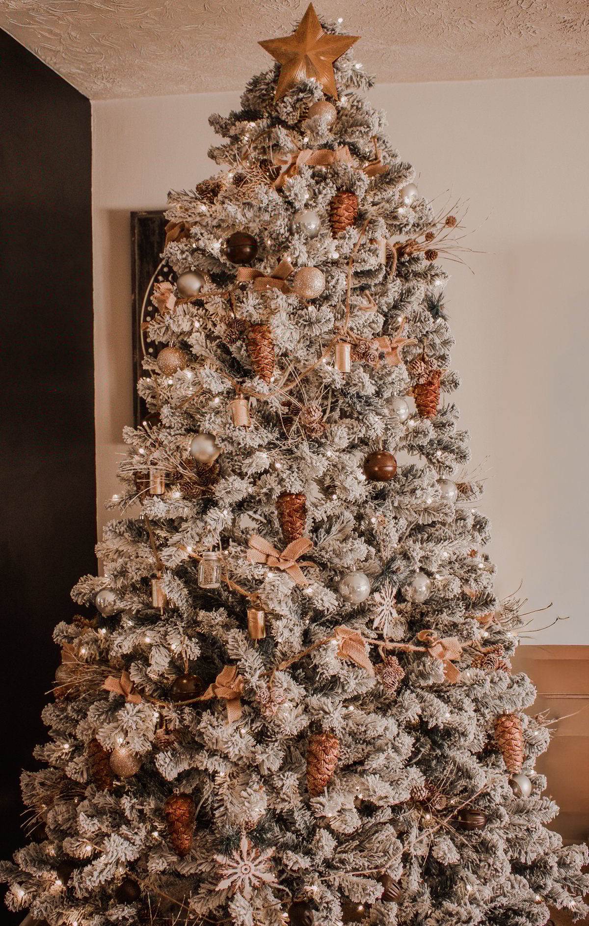 Beautifully decorated King of Christmas 8 foot Flocked tree