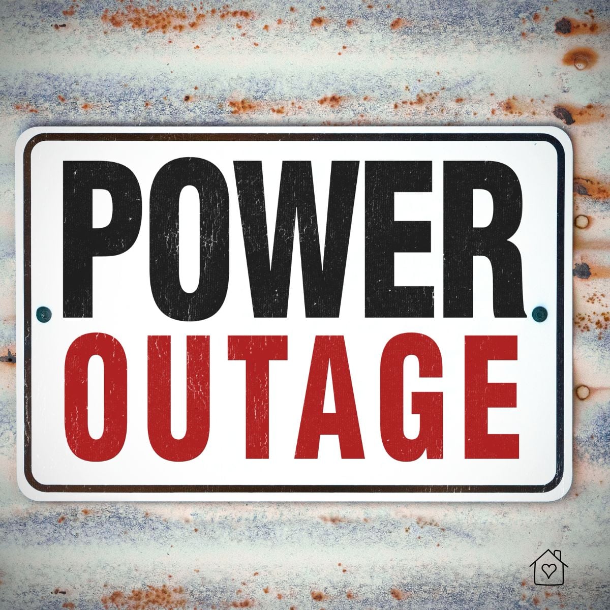 Power outage sign reminding homeowners to prepare their home for power outages and emergencies