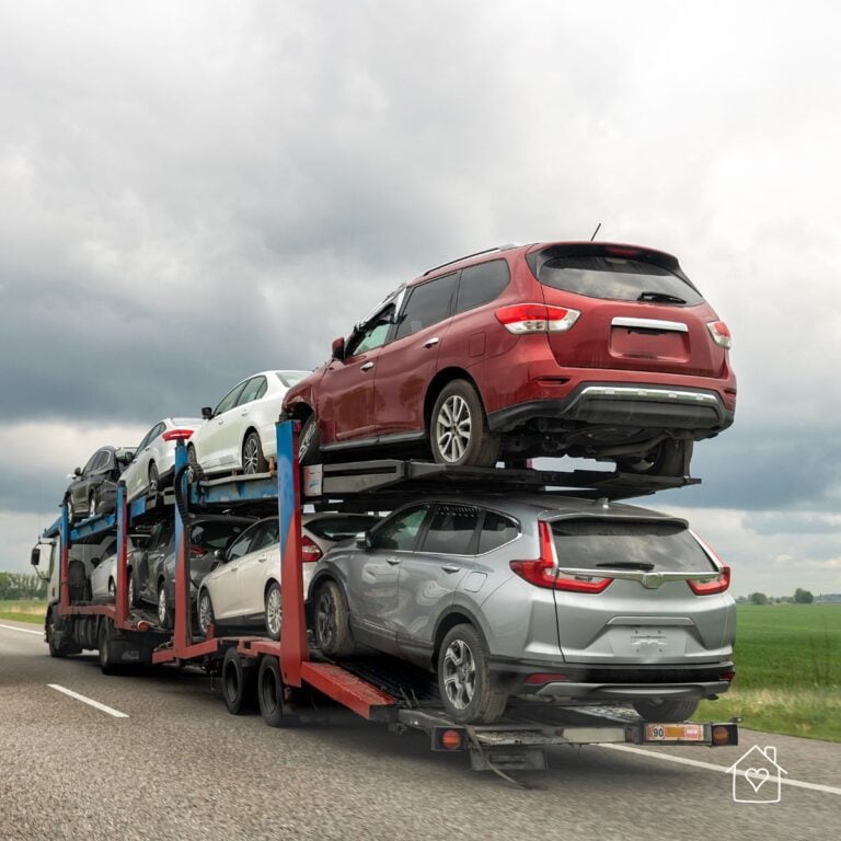 large tractor trailer car carrier on a highway