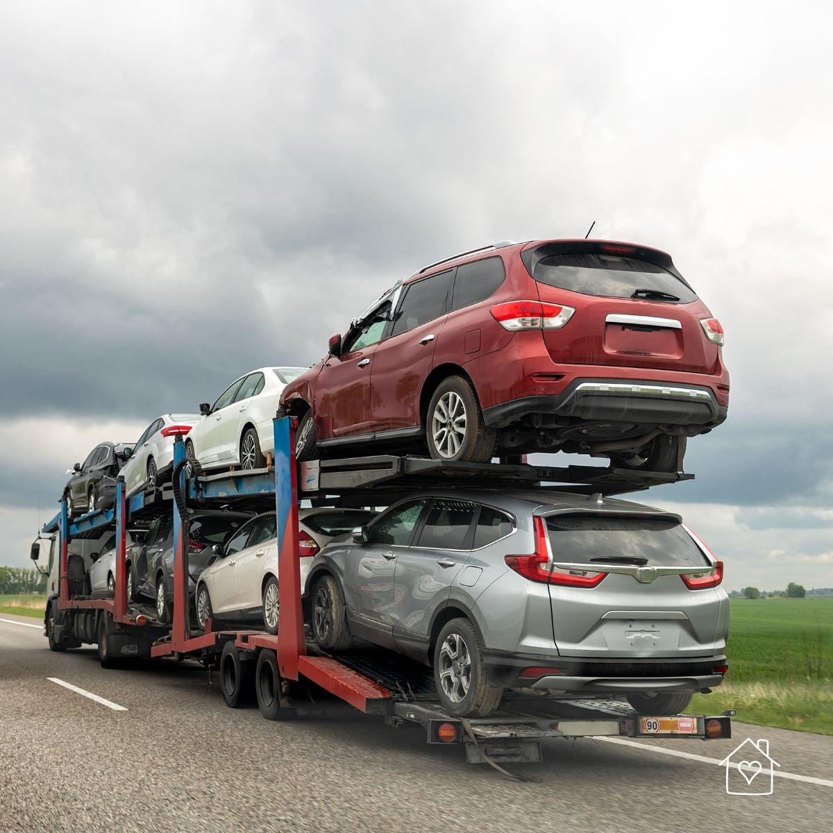 large tractor trailer car carrier on a highway