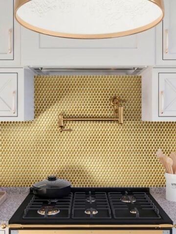 Gold 12x12 Glossy Penny Round Porcelain Mosaic Tile