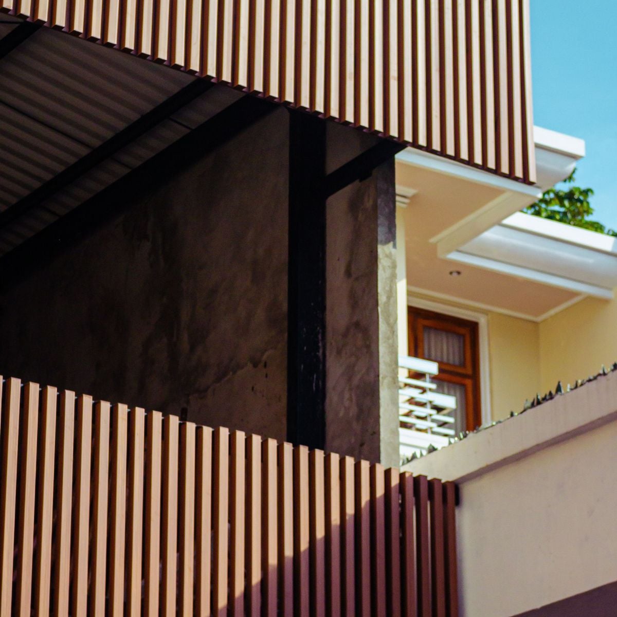 house with bamboo siding