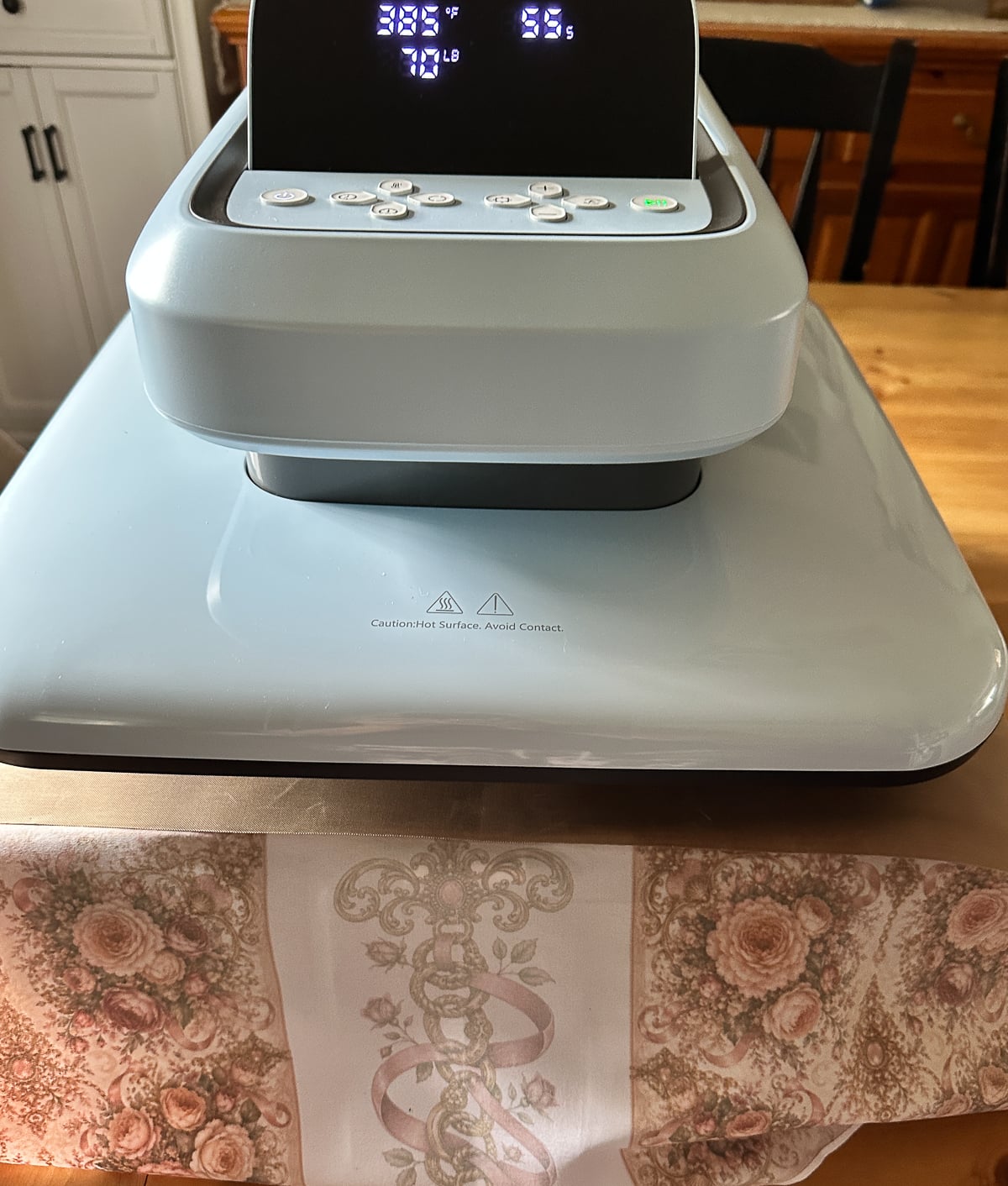 HTVRont Auto Heat Press 2 pressing the floral sublimation scarf transfer