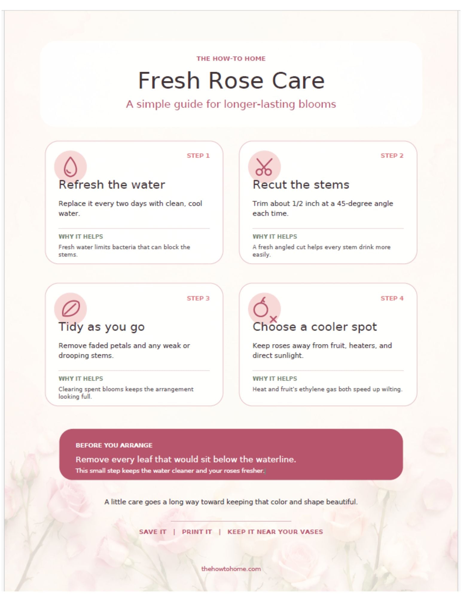 fresh rose care free printable pdf