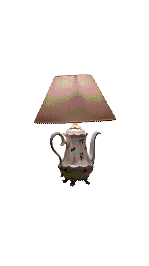 Ceramic teapot lamp with the background removed